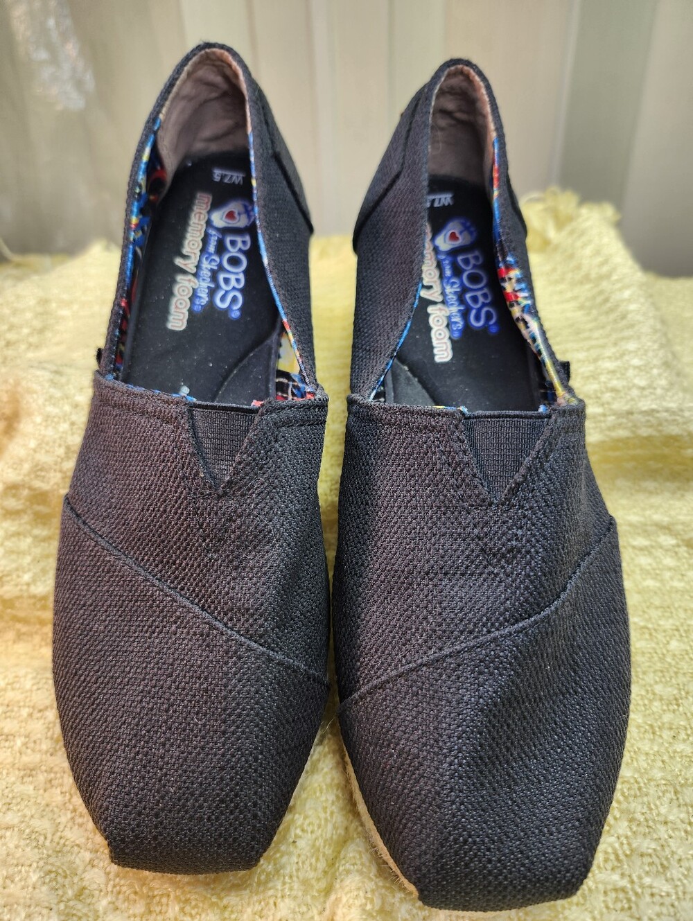 Womens Black Canvas Slip-On Shoes